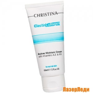 Elastin Collagen Azulene Moisture Cream With Vitamins A, E & HA (FOR NORMAL SKIN) CHRISTINA, Увлажняющий Крем c Витаминами А, Е и Гиалуроновой Кислотой для Нормальной Кожи «ЭЛАСТИН, КОЛЛАГЕН, АЗУЛЕН» КРИСТИНА
